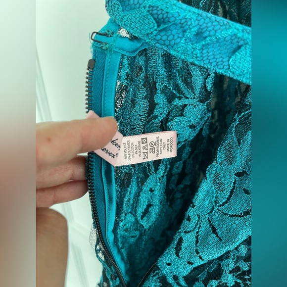 Agent Provocateur Rosette Dress Soirée AP4 Teal Blue Lace See Through size 4 - Picture 9 of 12